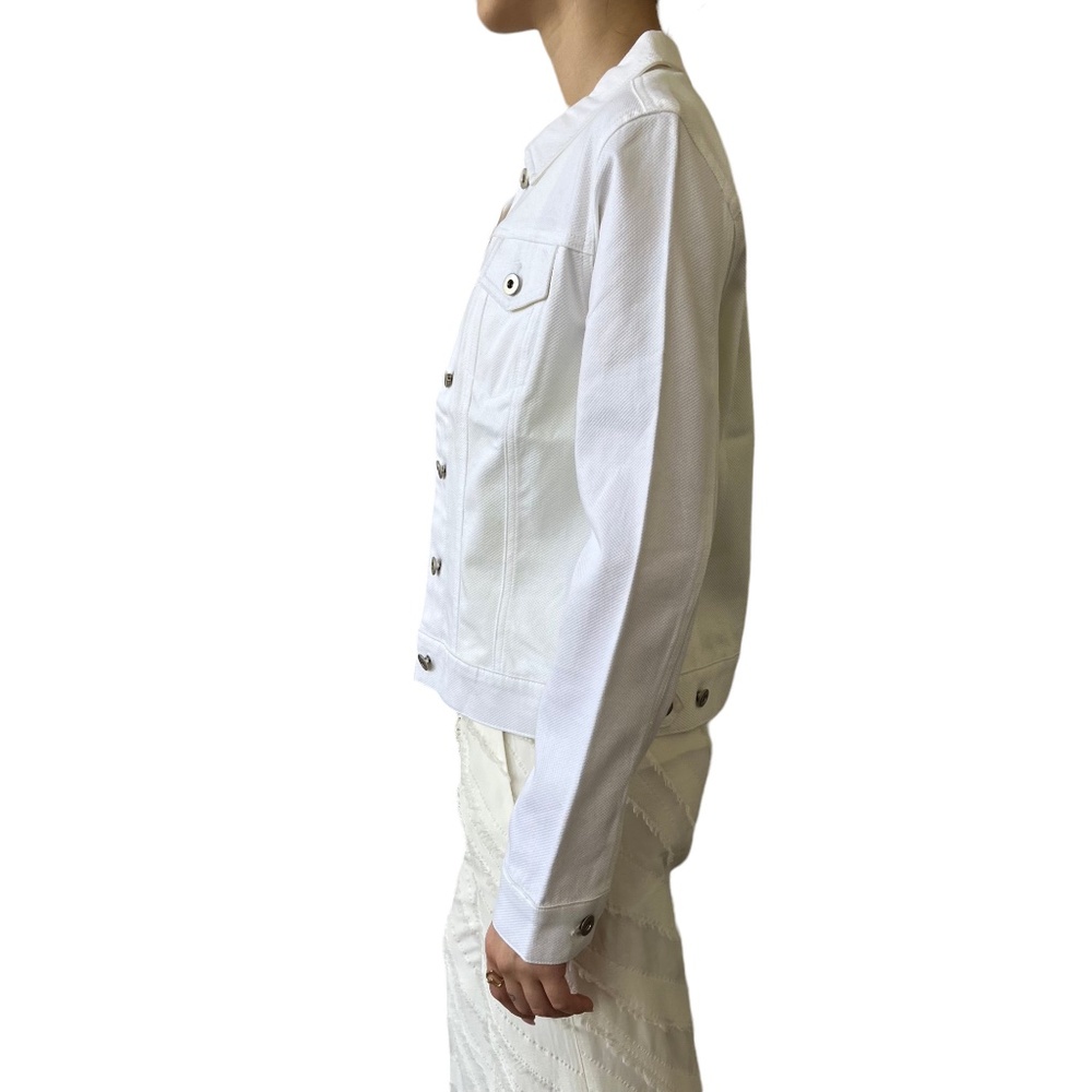 Willi Smith White Pique Button Jacket Lightweight Summer Cotton Classic Size 8 - Picture 2 of 5